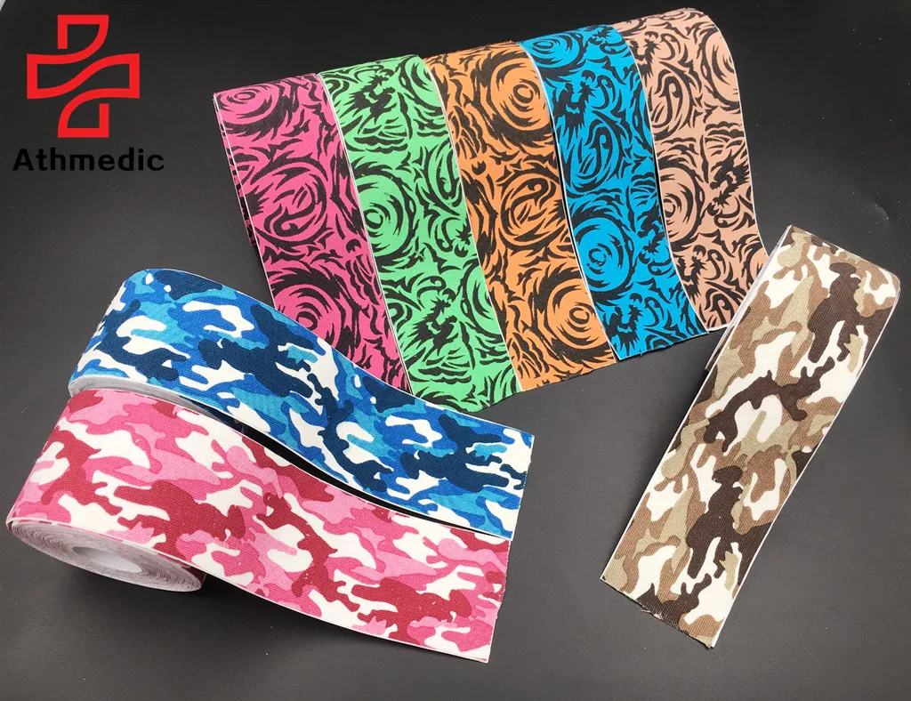 2023 Athmedic MUSCLE sport therapy camouflage pattern camo printed kinesiology tape with printing