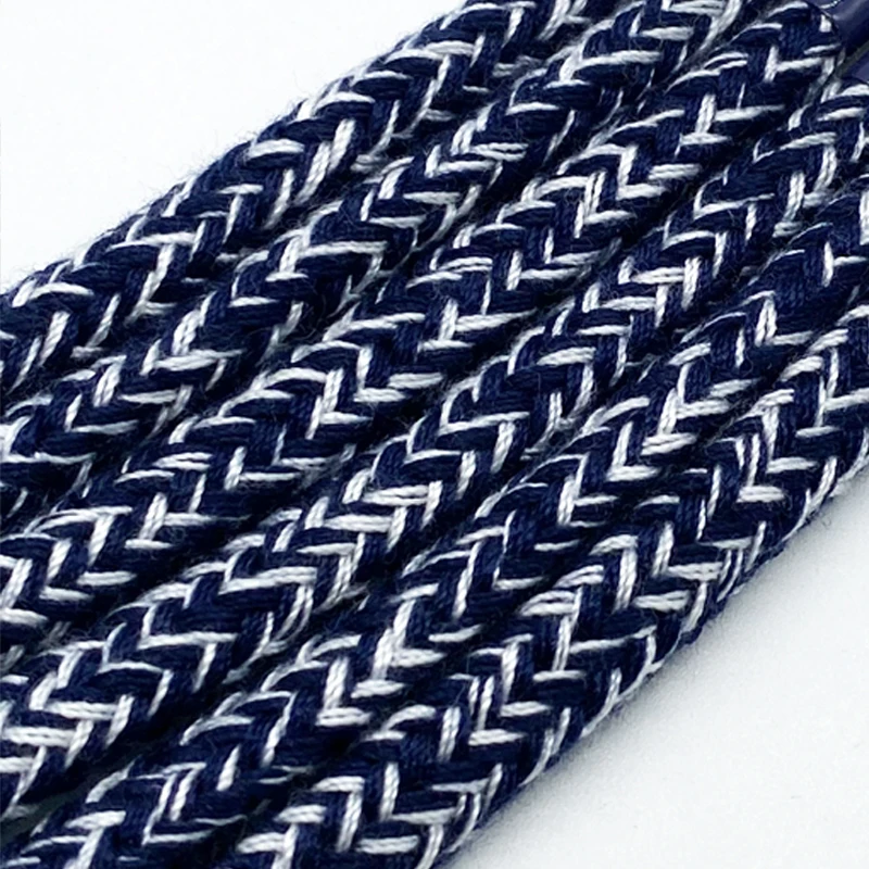 Custom drawstring braided cotton rope drawcord with metal tip Custom logo Metal autumn and winter hoodie rope