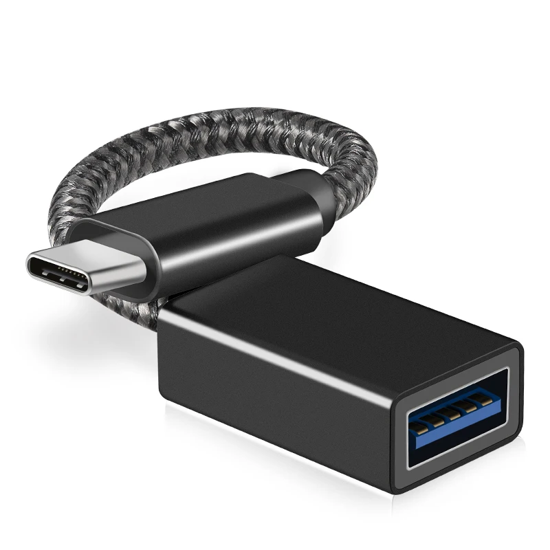 Nylon Braided Cord 5Gbps Data Sync OTG Type C Male to USB3.0  A Female Extension Adapter Cable