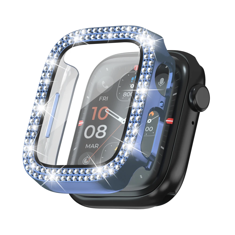Бесплатный образец Роскошный чехол для Iwatch 38 мм 40 42 44 из поликарбоната со стразами и блестками Apple