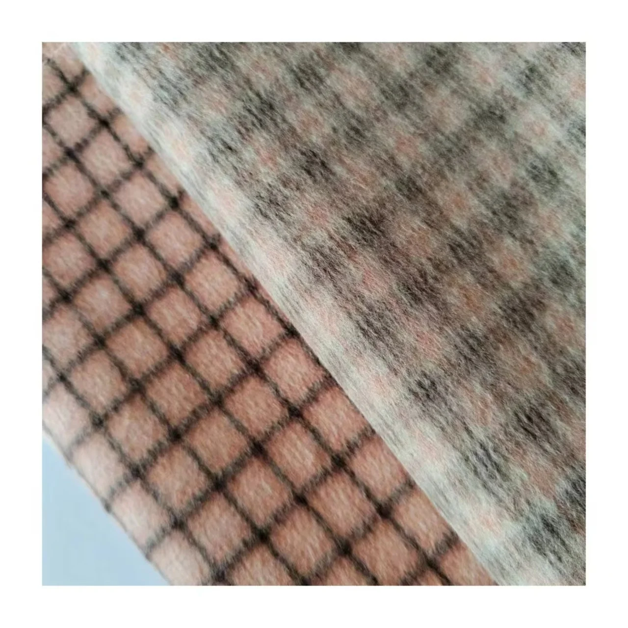 100 wool Winter Heavyweight chunky feel good  check double-sided wool  fabric coat cape fabric