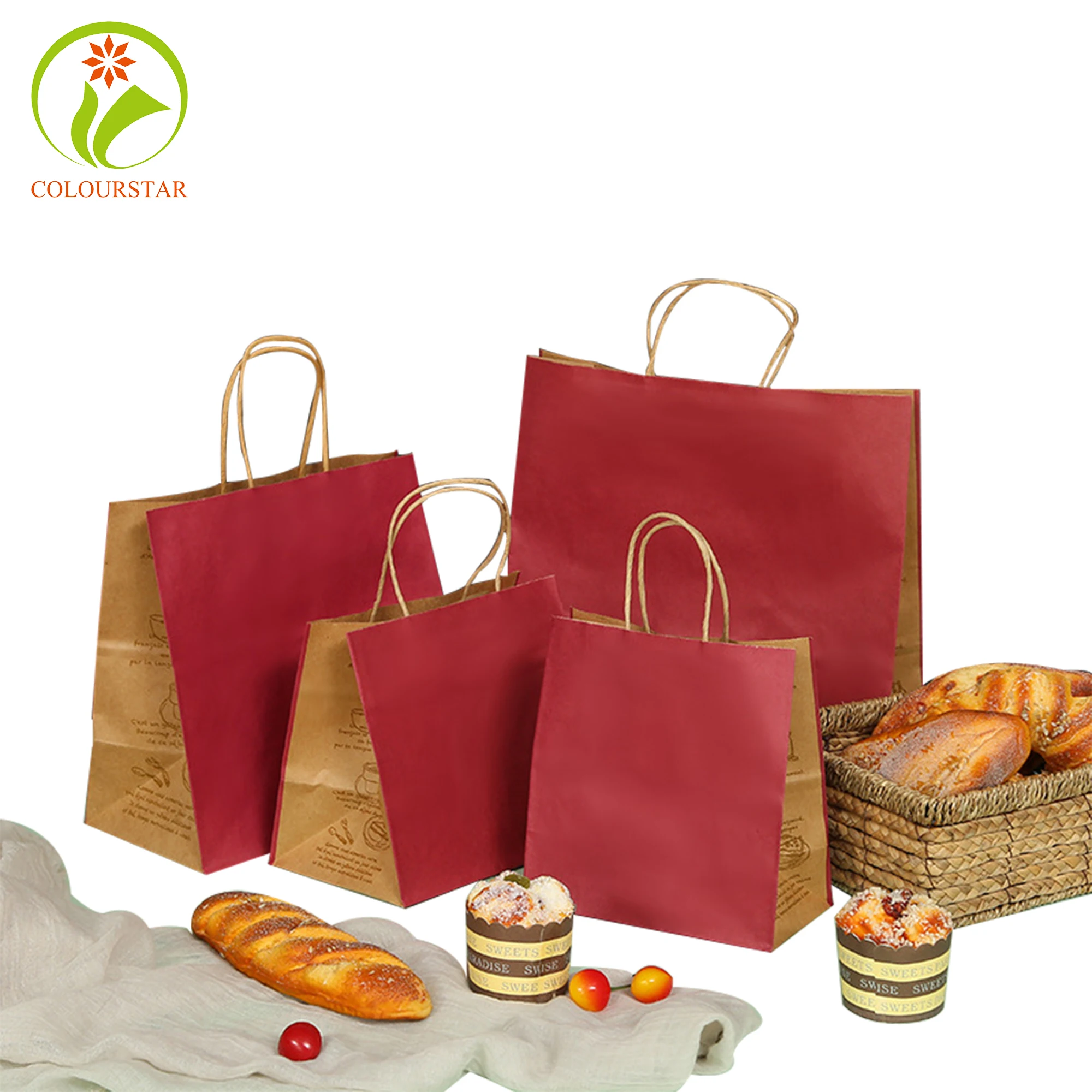 Cheap Recycled Twist Handle Logo bag gift paper bag blank Printing Brown Kraft socks Paper Bag string handle for food packaging