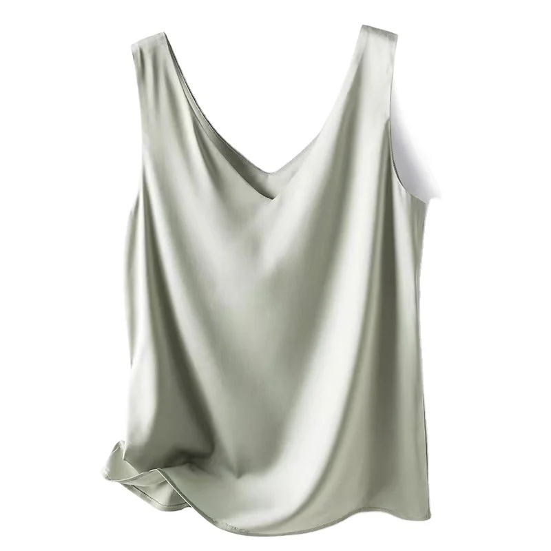 Newest wholesale high quality luxury ladies mulberry silk halter tank top vest women