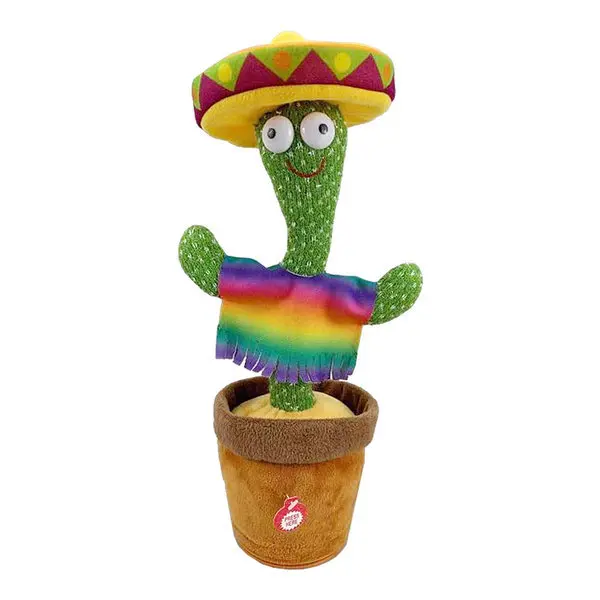  2021 new kid electronic singing neon led holiday romantic light stuffed baby moving talking dancing el cactus shape bailarin