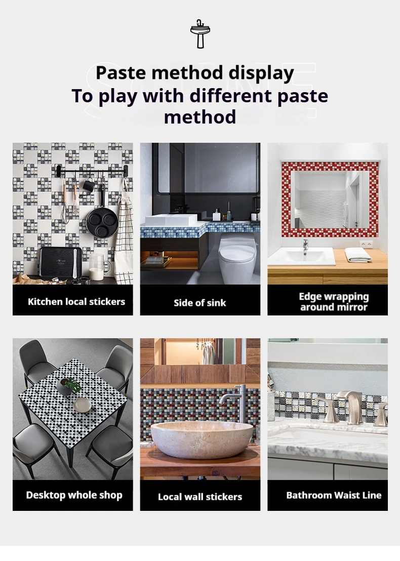 3D PVC Wallpaper Mosaic Wall Sticker for Home Mosaic Kitchen and Bathroom waterproof self-adhesive wallpaper adhesivo de pared