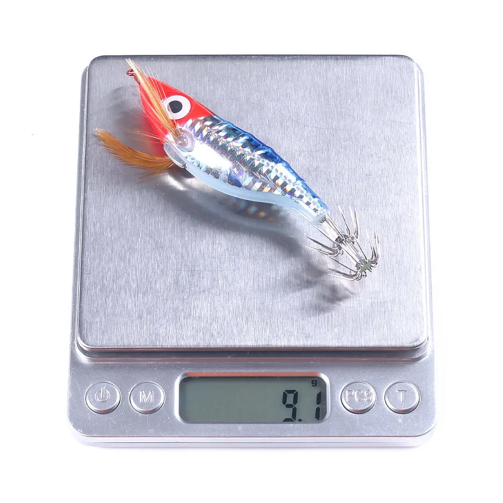 Manufacture directly sale luminous hard plastic shrimp lure bait super quality 100mm 9gram with squid hooks