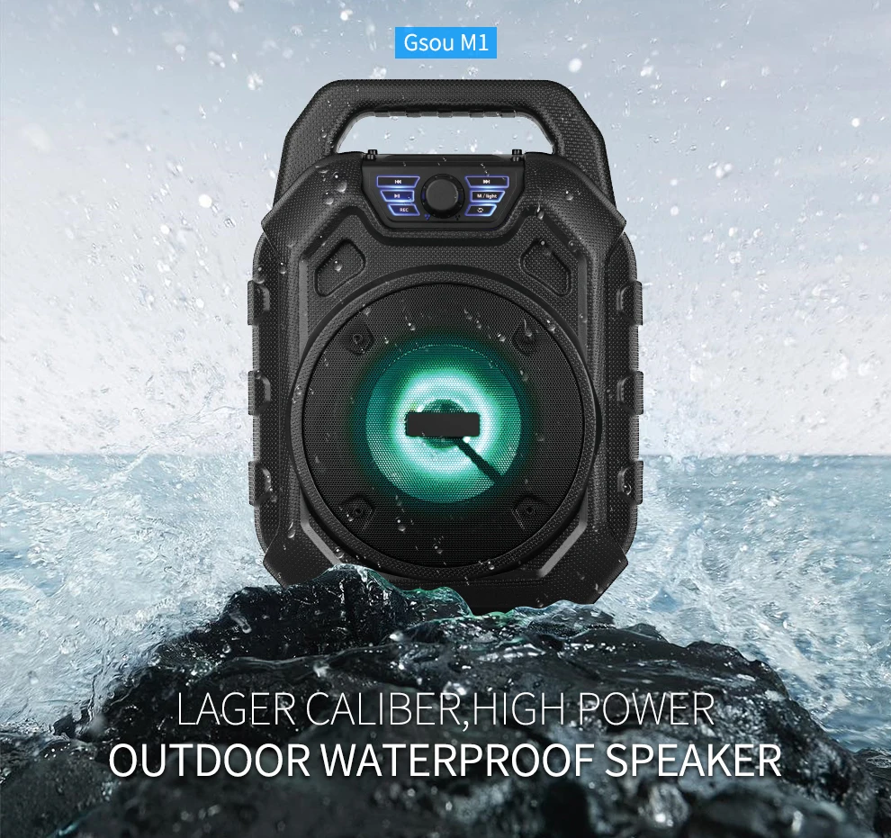 New Outdoor Portable Waterproof Subwoofer Karaoke BT Speakers, Colorful LED With Super Bass