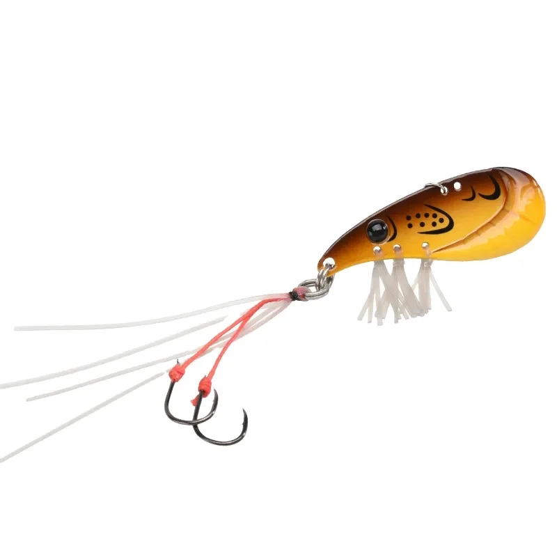 Crazy Shrimp 7g 14g Metal VIB Sinking Blade Spoon Fishing Lure Bass Artificial Bait With Jig Assist Hook Rubber Skirt