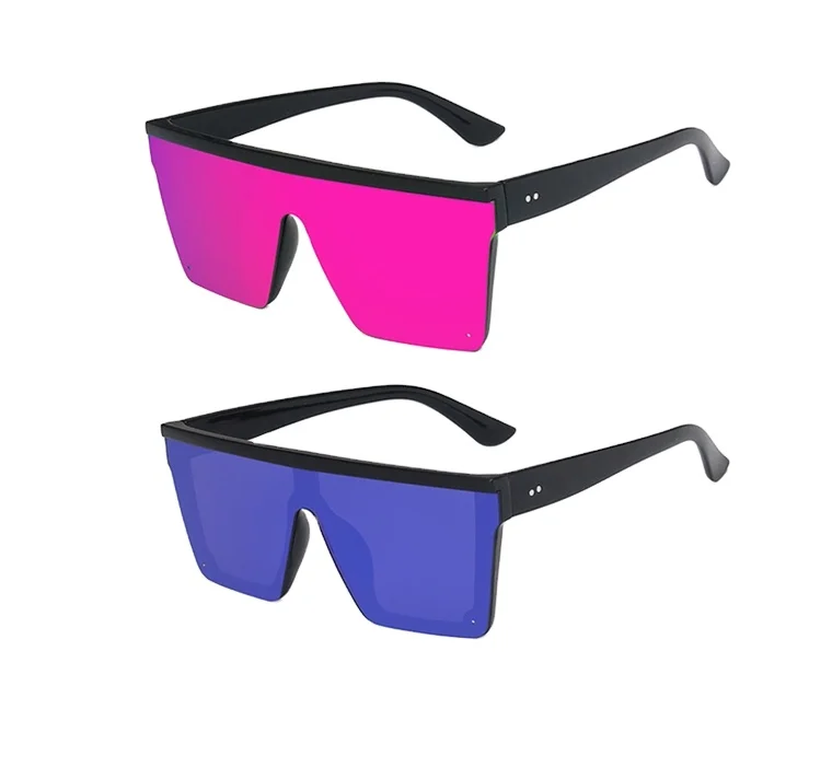 6979 Women Popular Oversized Shades Sun Glasses Square Custom Logo One Piece Lens Colorful Fashion Design Sunglasses Men