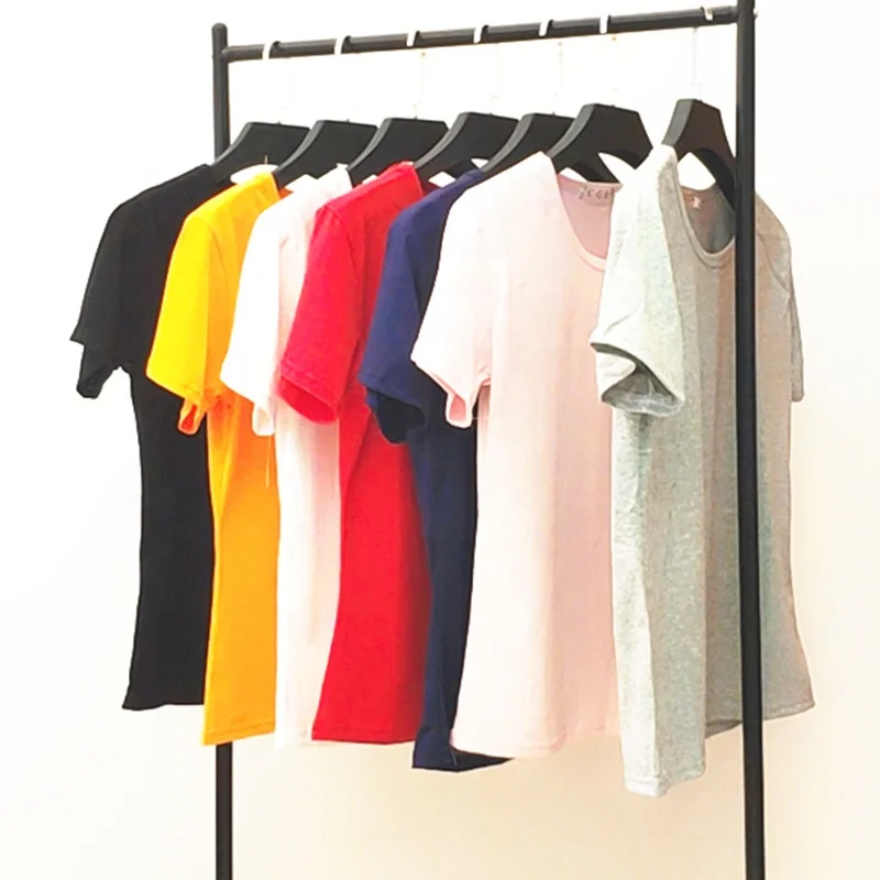 Cheap Price Solid Basic Short Sleeve Womens Tshirt Casual Breathable Girls Plain Top T Shirt Ladies Fashion Korean Tee Shirt