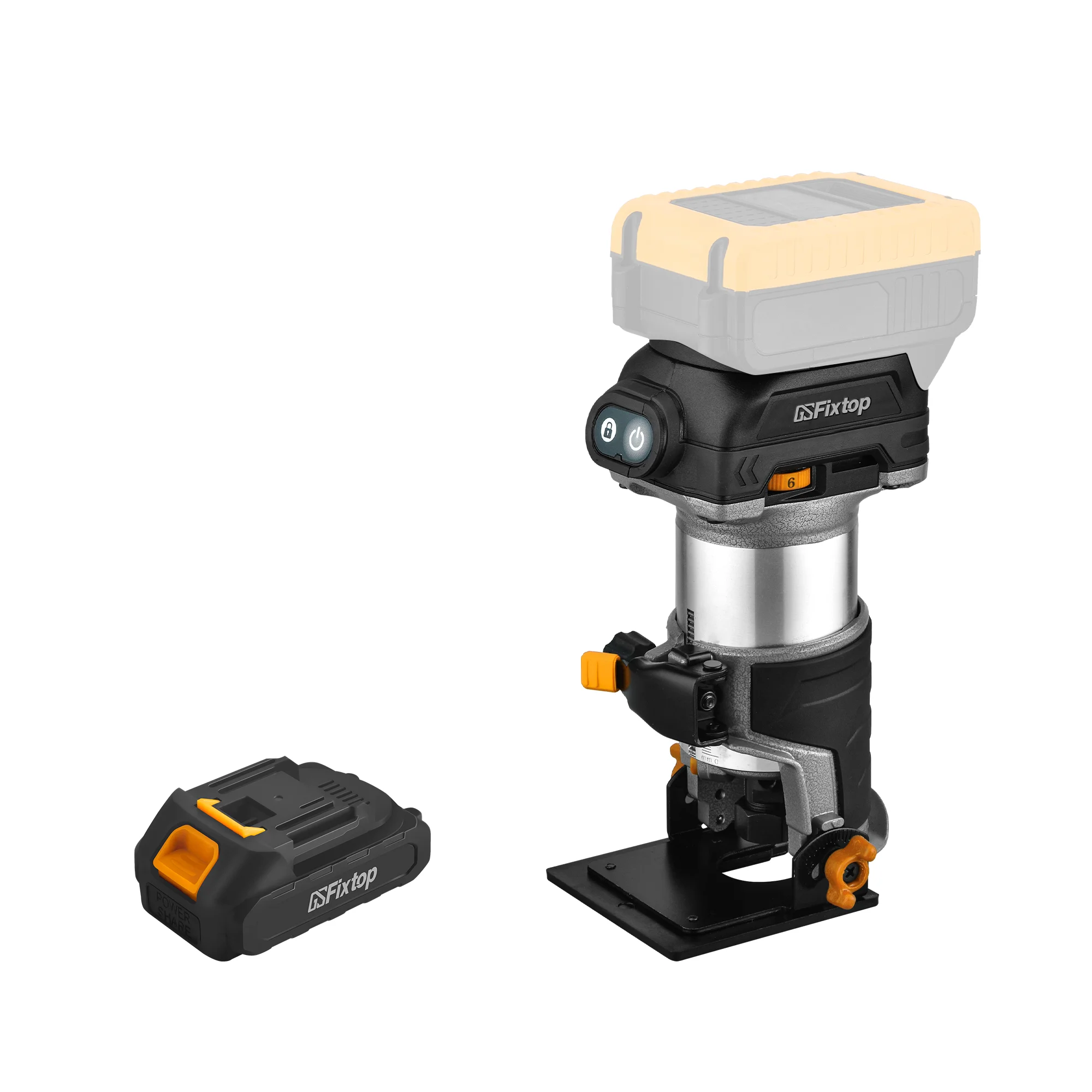 GSFIXTOP Cordless  Adjustable Angle Aluminum Base Trimming Machine 1 Battery Pack Color Box 21V with Cutting Depth 20MM