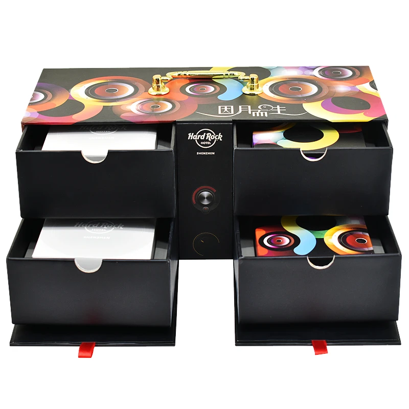 personality new style loudspeaker Box luxury custom Magnetic eco friendly 4 drawer gift packaging mooncake boxes with handle