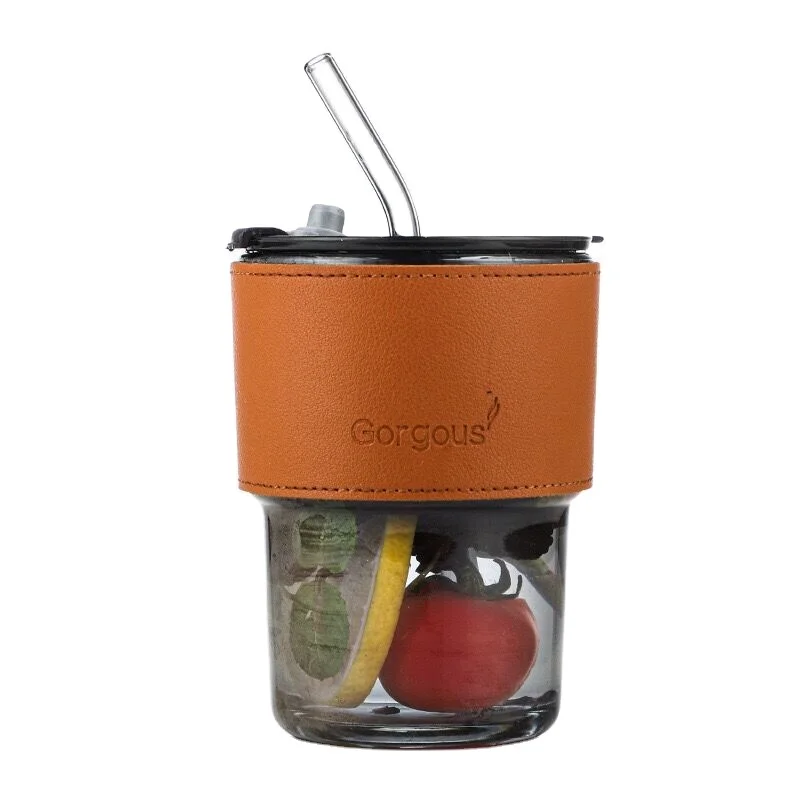 Питьевой напитков сока воды очки 450 мл 16 унций кофейная чайная продвижение стеклянная чашка с крышкой и