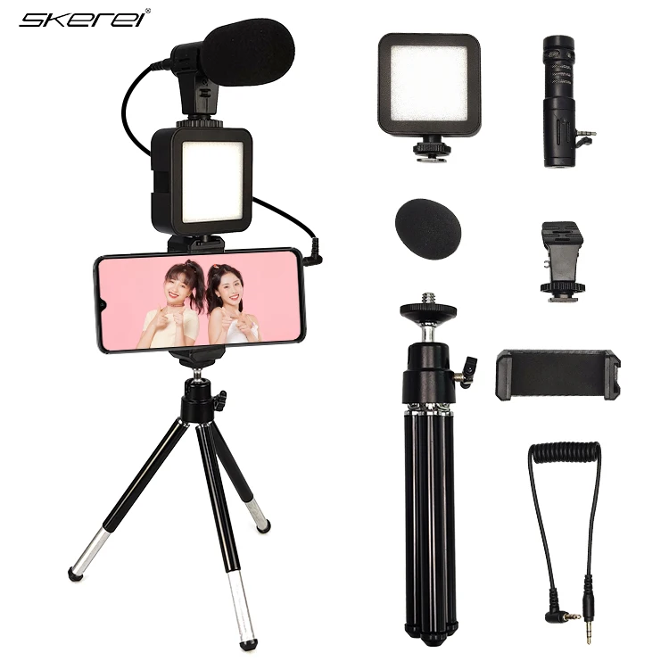 SKEREI Vlogging Kit микрофон для камеры со светом и держателем