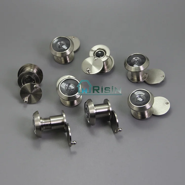 Brass thin door viewer with glass lens