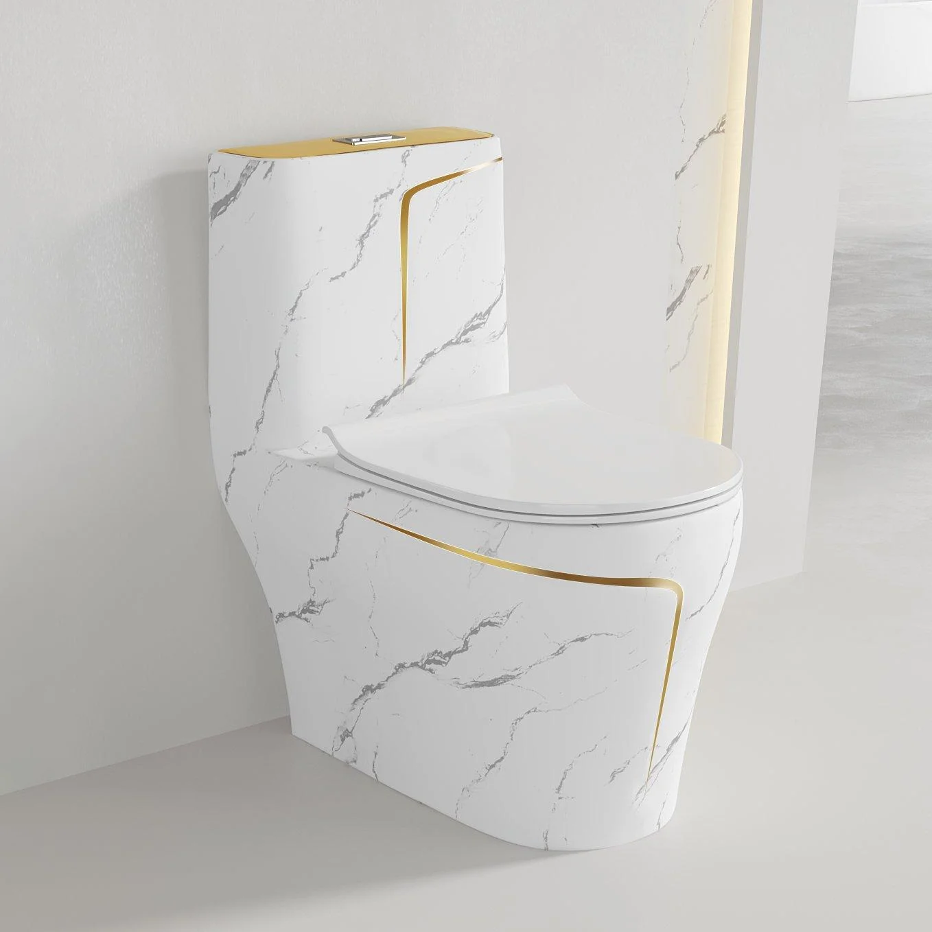 Hot selling modern style sanitary ware floor mounted gold white marble commode wc bathroom ceramic toilet