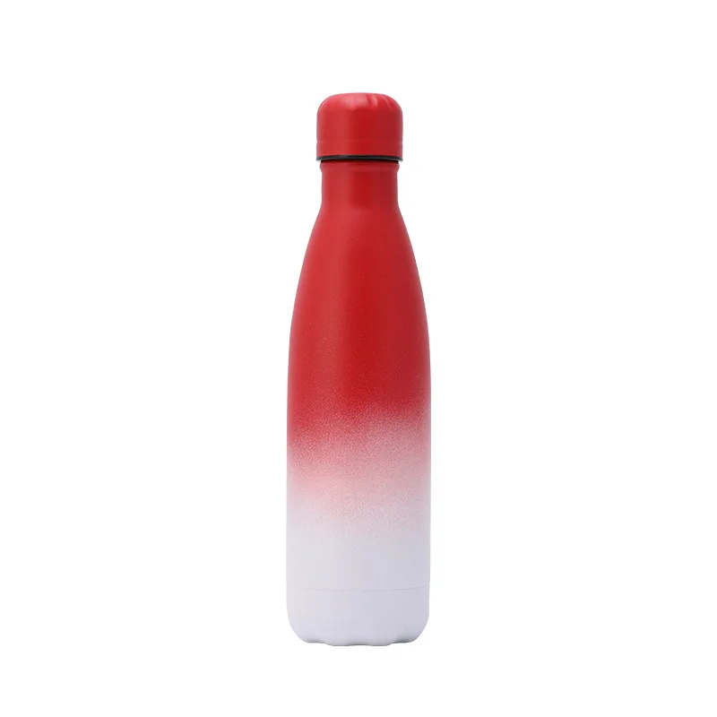 Spray paint color lid gradient color cola bottle double-layer stainless steel thermos sports bowling water bottle 500ml