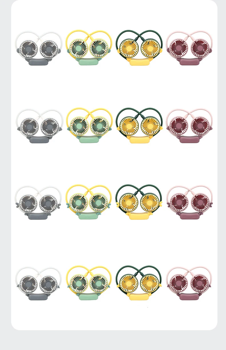 Neck Fan with Dual Wind Head and 2 Speed Adjustable sport outdoor neck fan air conditioner  mini portable usb rechargeable fan