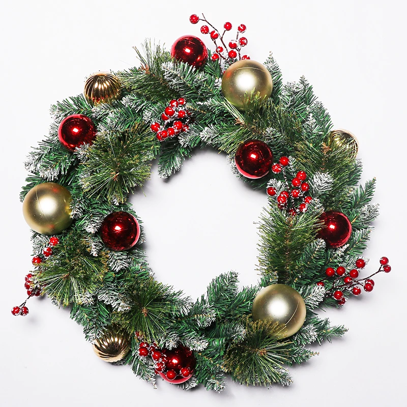 60CM Artificial Red Berries Green Wreath For Christmas Wreath Hanging Wedding Door Window Wholesale