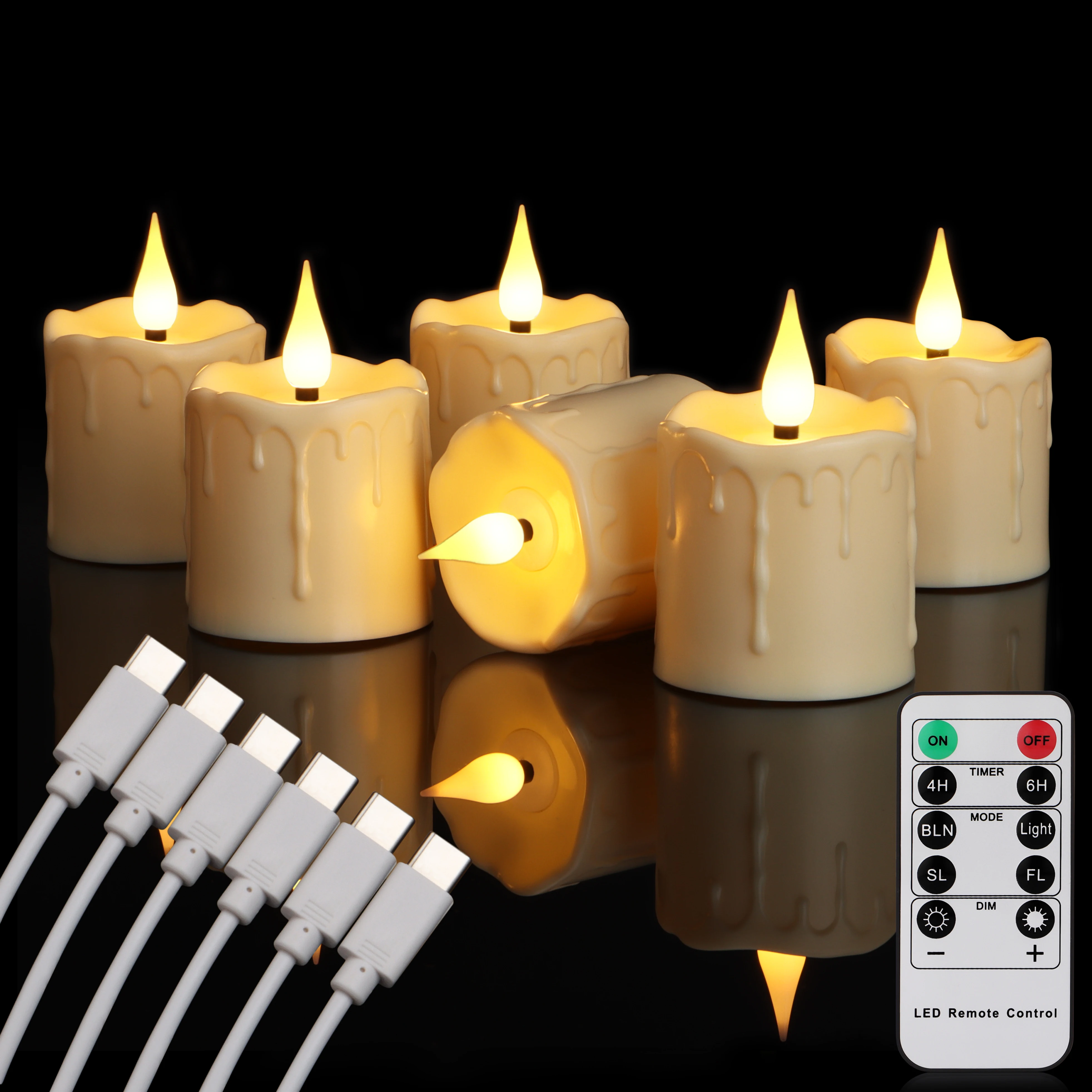 New Arrival Rechargeable Candle Set Waterproof Flameless LED Tea Light Candles With Remote Timer