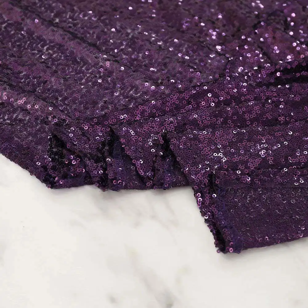 Hot Sale Fancy 50 Inch Round Purple Sequin Table Cloth