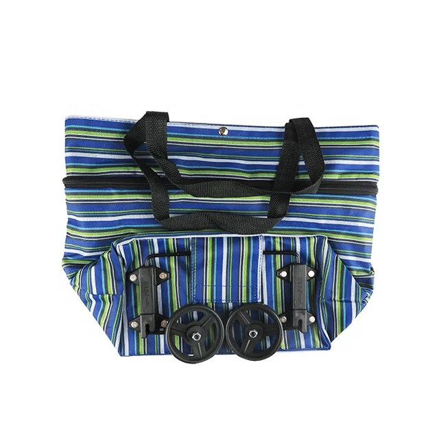 OEM/ODM Grocery Tote Zipper Reusable Foldable Wheels Shopping Bag Trolley For Supermarket