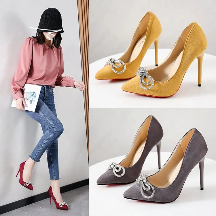 Factory Manufacturer Fashion Party big sizes Cheap Women Dress Shoes Ladies super high Heels shoes with rhinestone