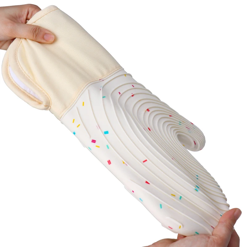 Cooking  Microwave Oven Mitt Long Quilted Cotton Liner Professional Silicone Oven Mitts