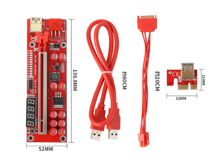 Hot Selling PCI Express x1 x16 USB 3.0 Cable 10 Capacitors V014 Pro PCI-E Riser Card Adapter for GPU