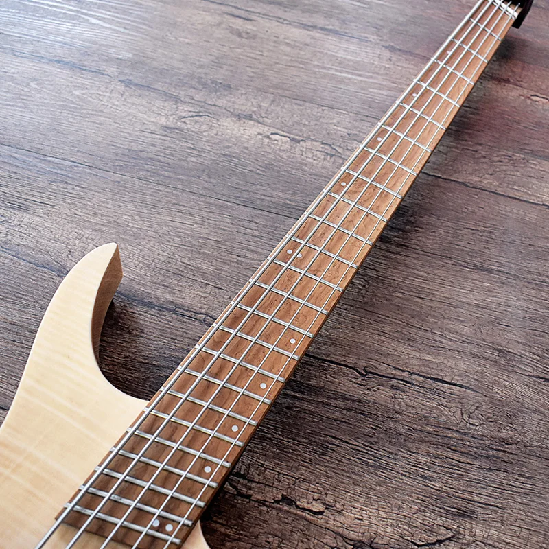 ZLG 5 string fanned fret headless bass active pick up ash body flame maple top 5 pieces roasted maple neck factory out let