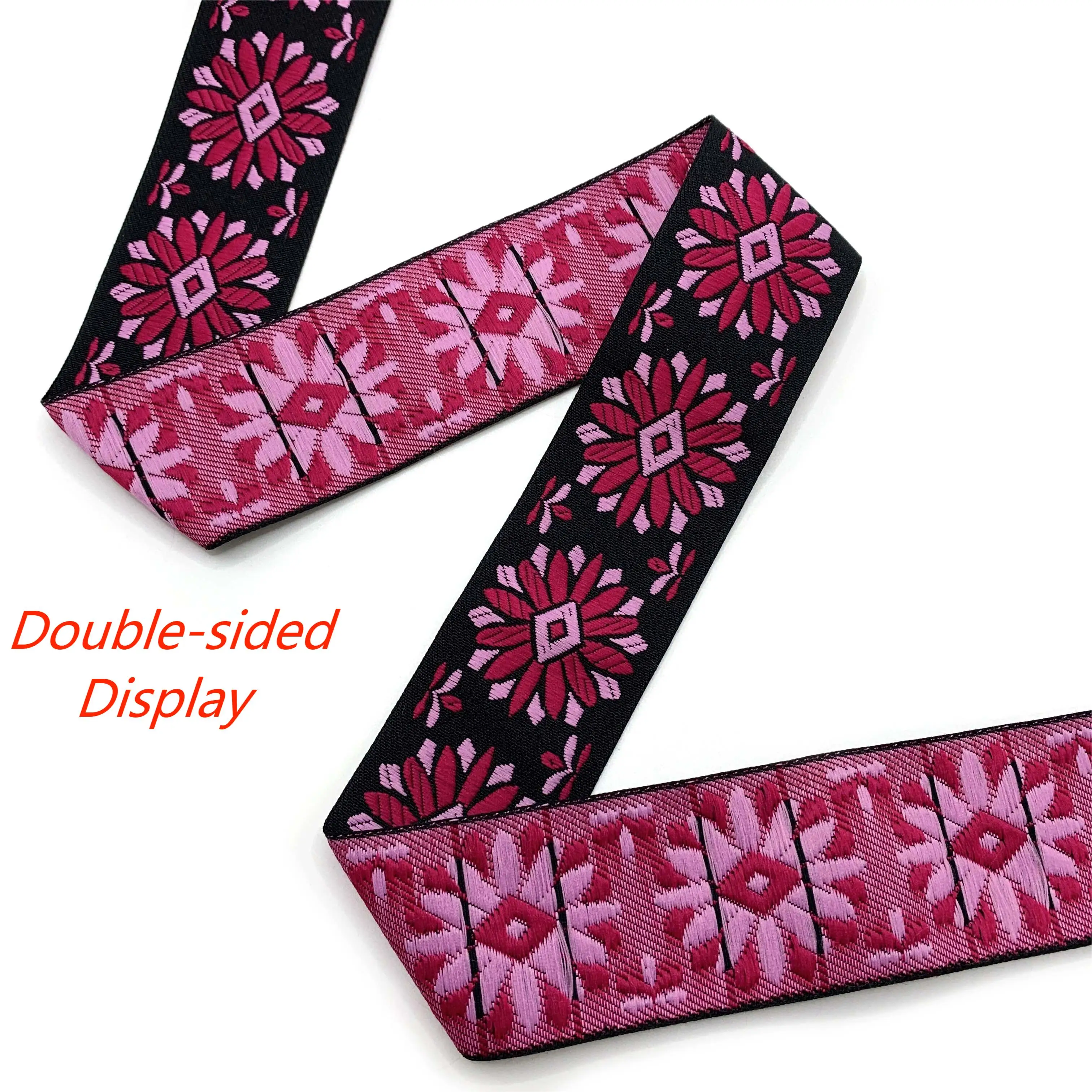 For Garment&Processing Accessory Stock Recyclable 5 CM National Retro Ethnic Wind 100% Polyester Jacquard Webbing