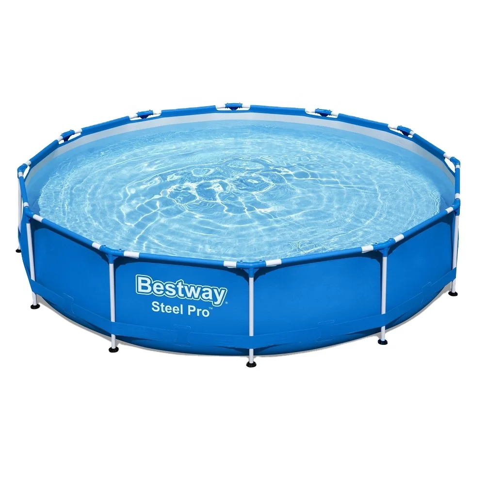 Bestway 56681 Outdoor Swimming Pool Steel Frame Durable Pool Above Ground Round Swimming Pool Set