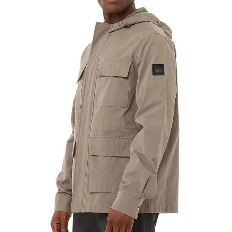 Custom twill fabric work jacket wholesale OEM mens many pockets regular fit utility cargo jackets