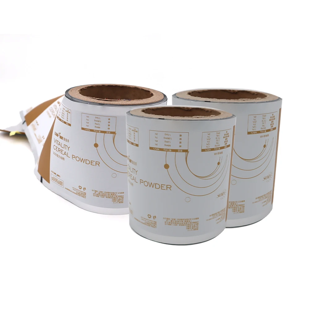 Factory Custom Two-Way Easy Tear Aluminum Foil Food Grade Heat Sealing Roll Film with Printed Composite Lid