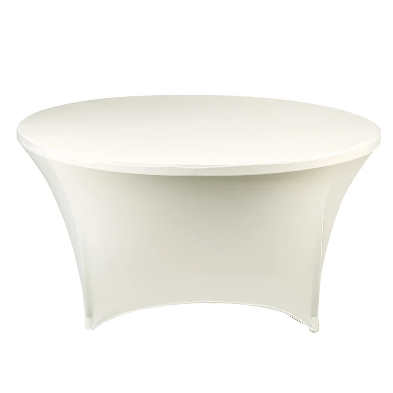 Round Tablecloth White Fitted Stretch Tablecloth Elastic Table Cover for Wedding Party Event Table Cloth