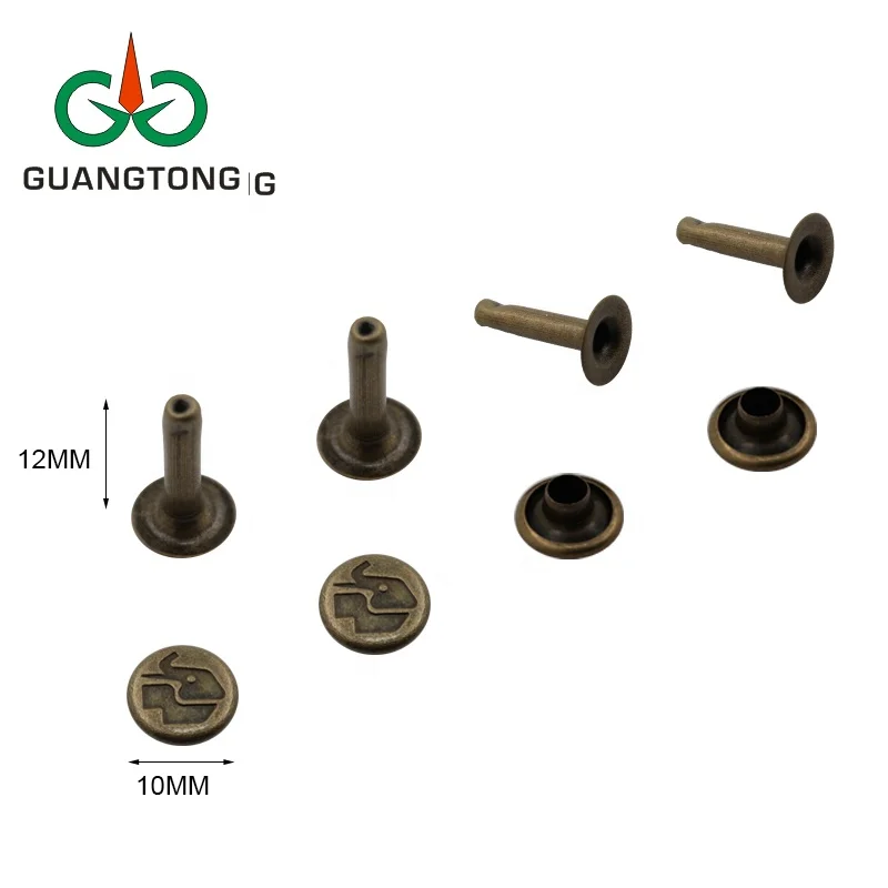 China rivets manufacturers leather decorative nickel free metal single cap 10 x 10 custom rivet logo