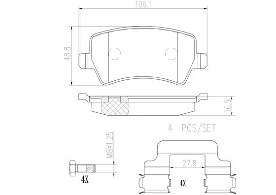 OE SECOND-TIER SUPPLIER  BRAKE  PAD FOR RANGE ROVER EVOQUE/VOLVO S60 S80 V60 (D1307) LR043714/LR043285/30671574
