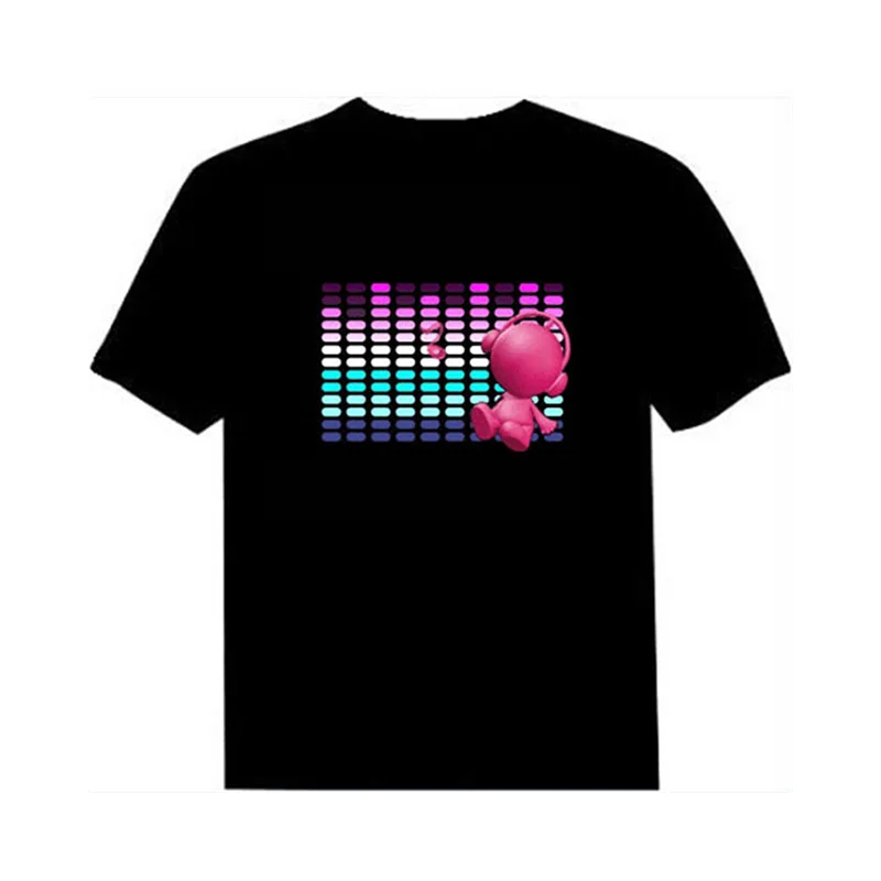 EL Light Up Sound Active LED t-shirt Black Men Women Child Custom Design DJ Party Rave Event EDM Show Glowing Luminous