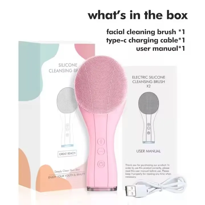 New beauty device facial massager Face Wash Machine Sonic Vibrating Silicone Facial Cleansing Brush face scrubber