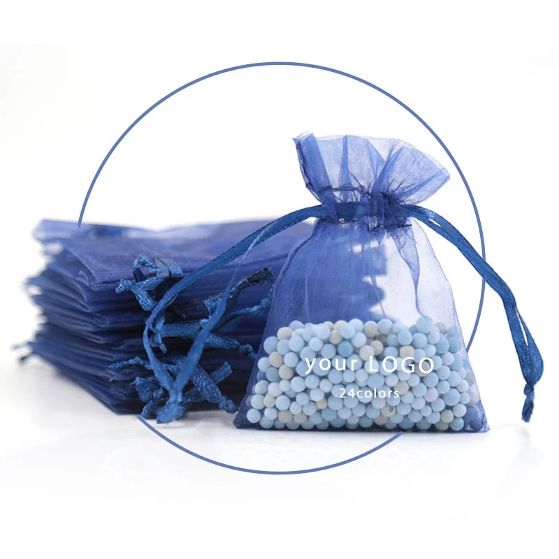 7x9 packaging organza gift bags Drawstring pouches custom logo wholesale for jewelry / organza bags