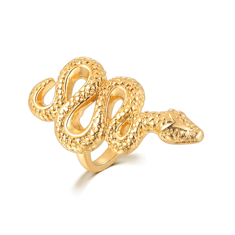 Personality Jewelry Casting Stainless Steel 18k Yellow Gold IP Plated Simple Snake Ring for Lady