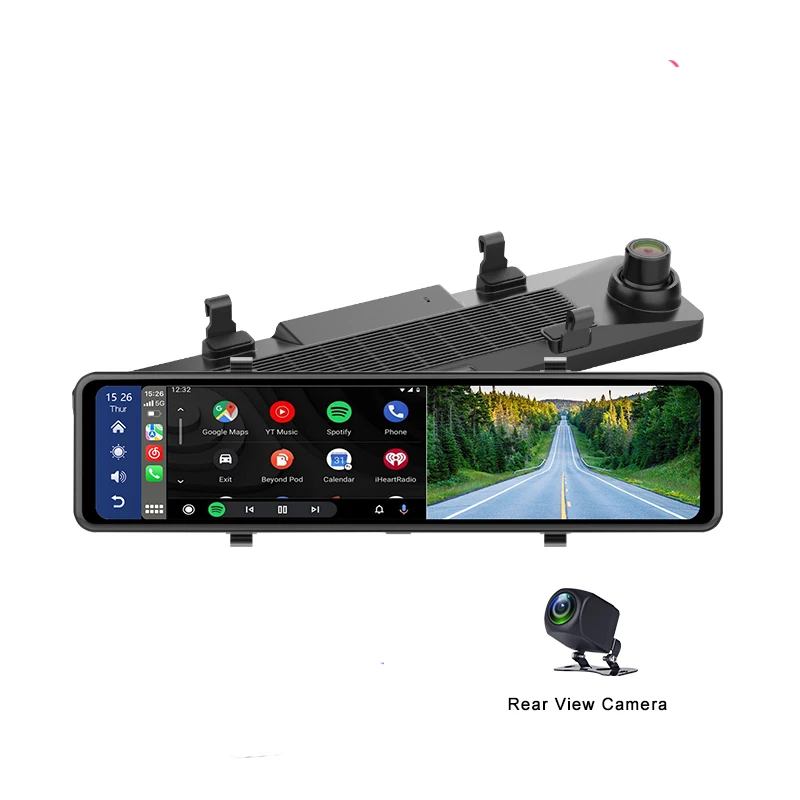 2K dual cams car black box with carplay & android auto function WIFI mirror car 12inch DVR support max 256G SD card