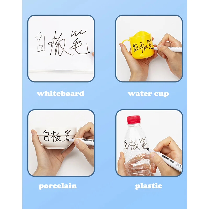 Customized Logo Office Whiteboard Marker Pen Colorful Non-Toxic Dry Erase Ink Refillable Refillable Marker for Promotions