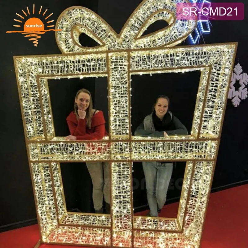 Customized Commercial Outdoor Christmas Holiday Garden Garden Decoration Lighting LED 3d Gift Box Theme Light