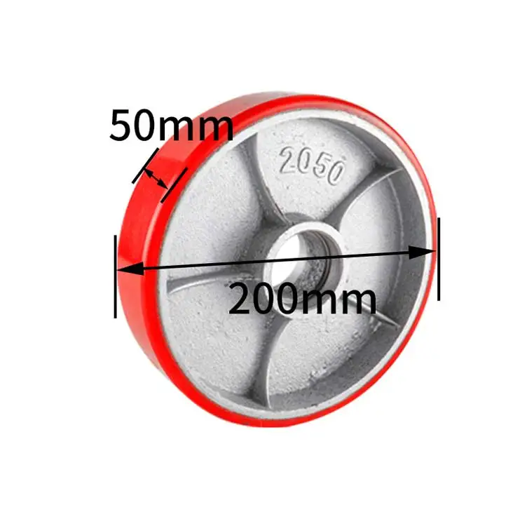 200*50 Red Pu Wheel high Load-bearing Forklift Polyurethane Single Wheels 700kg load-bearing caster wheels