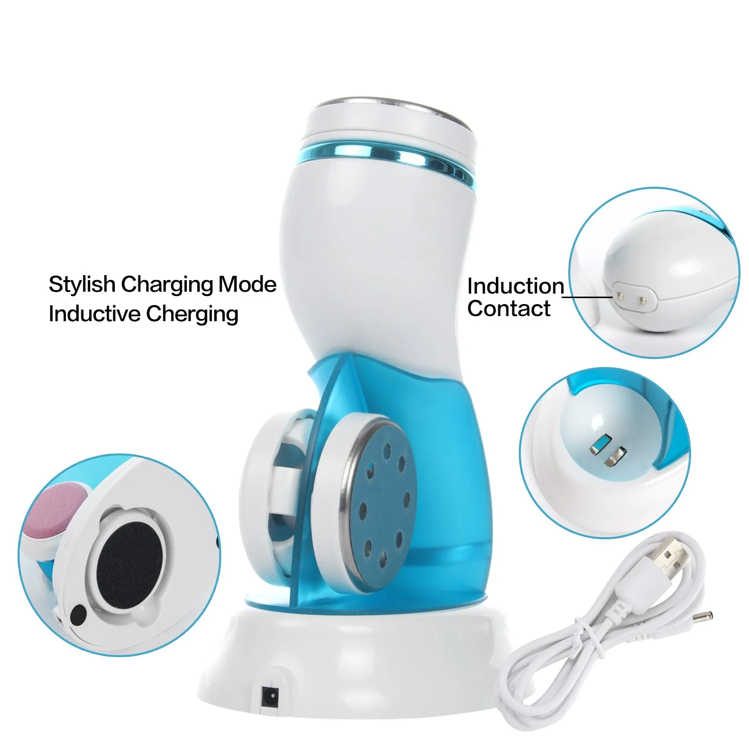 4 in 1 Portable  Electric Foot Grinder Set USB Foot Callus Remover for Dry Cracked Dead Skin