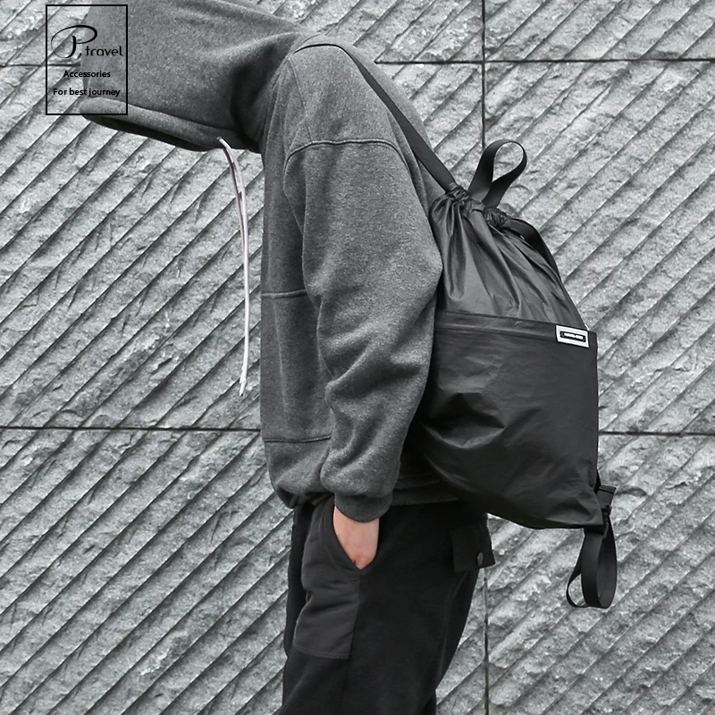 Whole Tyvek Drawstring Backpack Durable Fashion Sport Gym Bag with Nylon Lining Waterproof Polyester Pouch Hiking