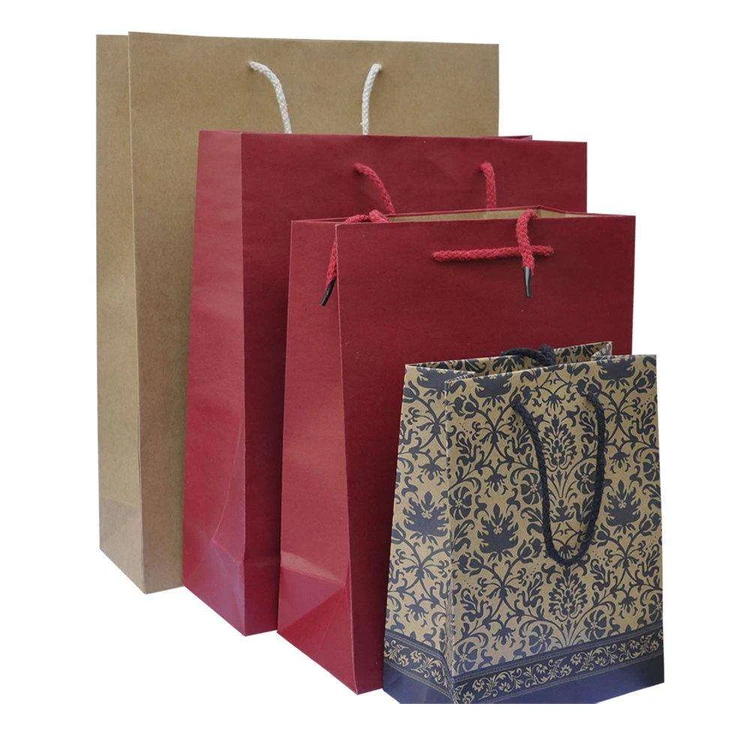 High quality custom logo printed rope handle paper bag paper shopper kraft clothes shopper with rope handle