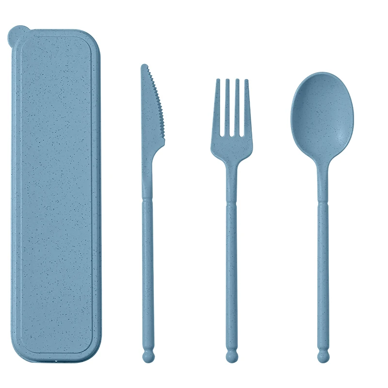 Set De Cubiertos En Fibra De Trigo Wheat Straw Eco-Friendly Spoons Forks Knives Flatware Wheat Straw Cutlery Set