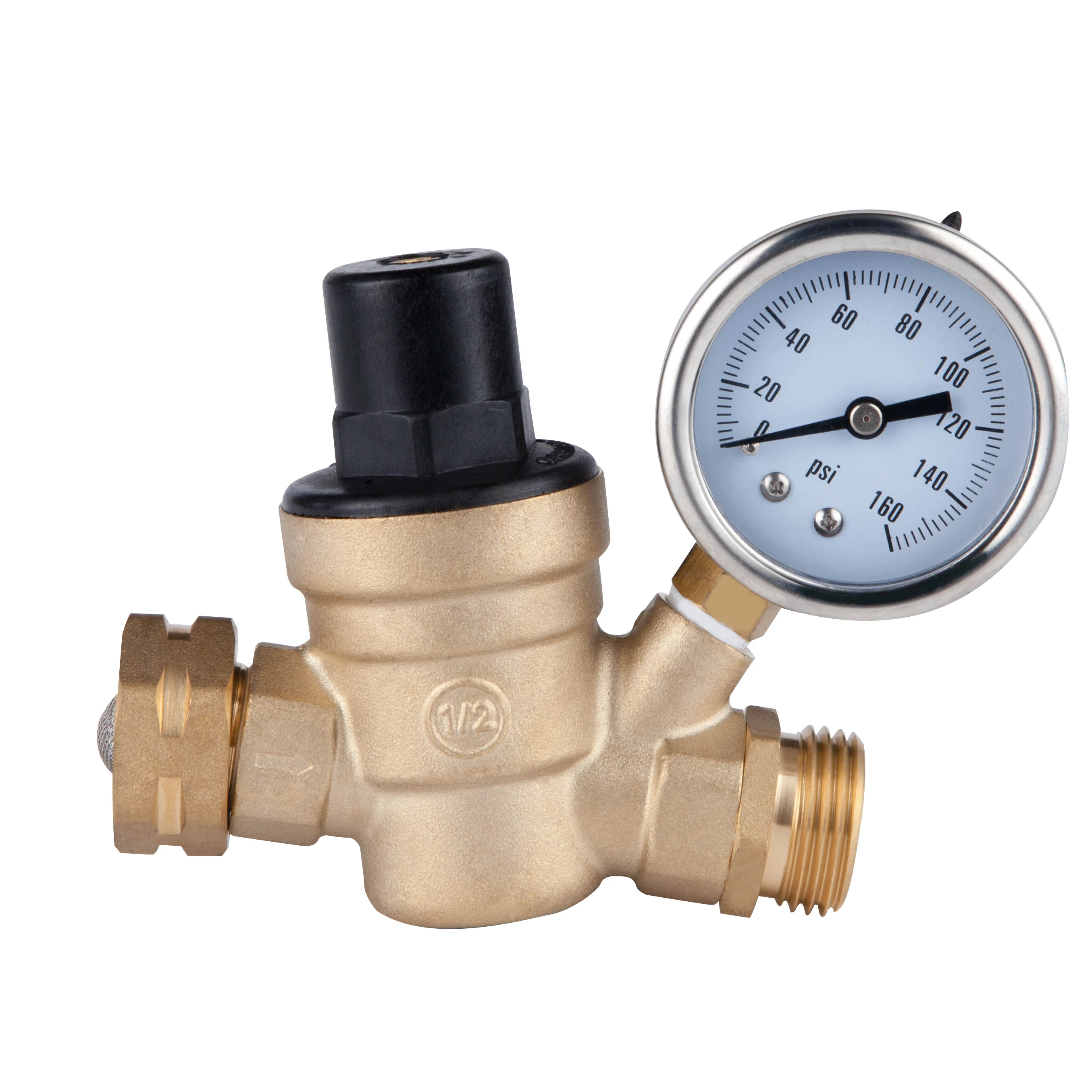 Клапан регулятора давления латунный Регулируемое давление воды без свинца с манометровым редуктором